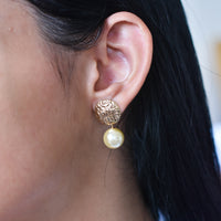 Aretes de Perla Baño de Oro