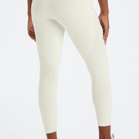 Leggings Crema Liso con Cruzado Crema Oscuro