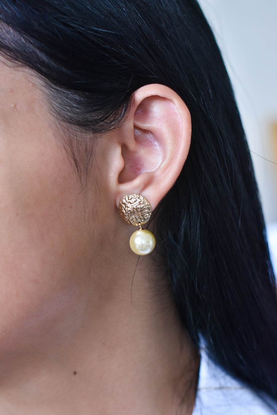 Aretes de Perla Baño de Oro